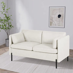 Inch Sofa Couch, 3 Seater Couches for Living Room, Comfy Sofas w/3 Pillows and Iron Legs, Fabric Sofa for Small Spaces