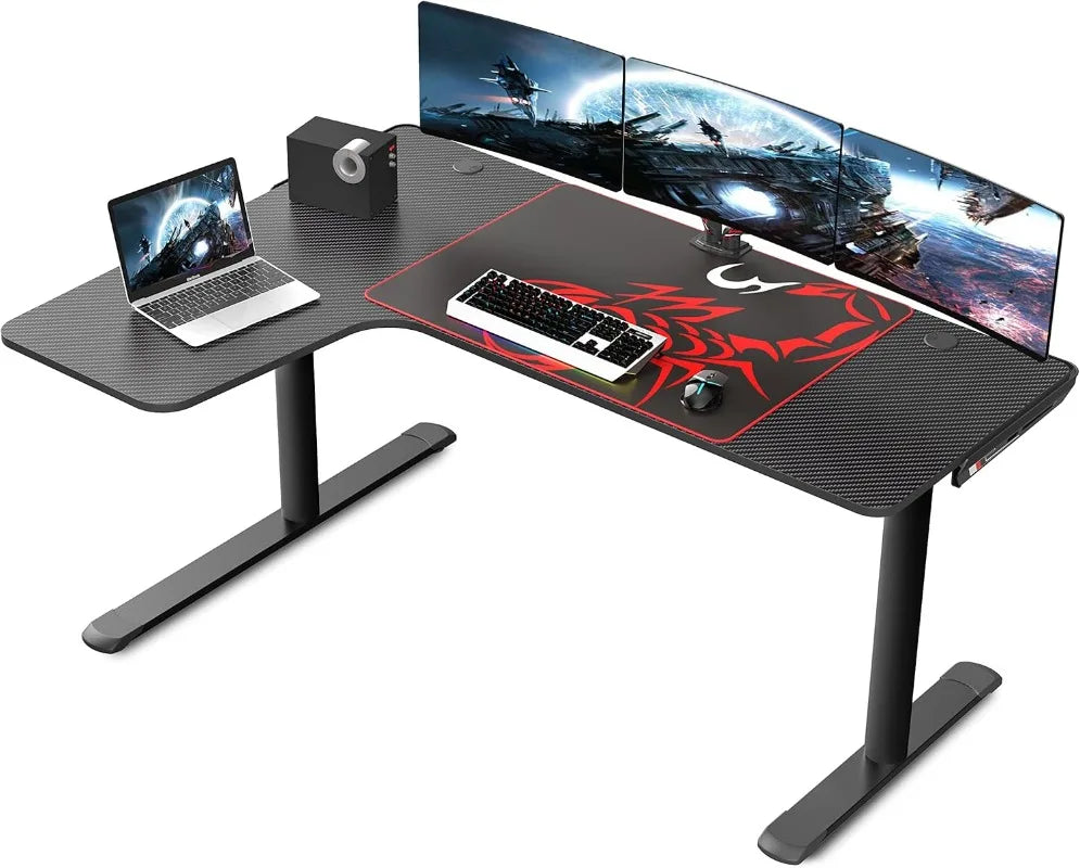 L Shaped Gaming Desk, 60 Inch L60 Home Office Corner PC Computer Gamer Table,Easy to Assemble, Left, Black