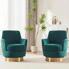 Bucket Chair, Swivel Bucket Chair Set of 2, Modern Velvet Upholstered Round Swivel Armchair,360 Degree Single Sofa Chair