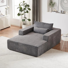 Chaise Lounge Chair Oversized,for Living Room,Modern Comfy Corduroy Single Sofa with Overstuffed Cushions,Vertical Striped Couch