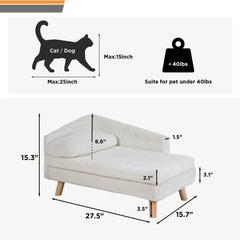 Elevated Pet Bed,Nordic Pet Stool Bed with Cozy Pad Waterproof,Pet Sofa Bed with Sturdy Wood Legs for Small Dog Kitten