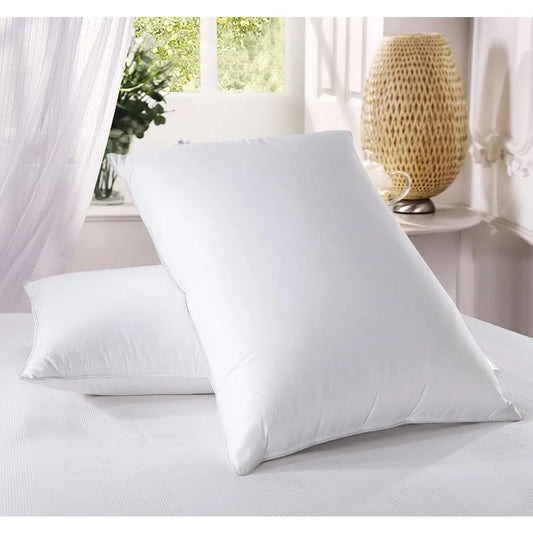 Medium Firm Down Pillow, 500 Thread Count 100% Cotton, STANDARD DOWN PILLOWS, Standard/Queen Size, MEDIUM FIRM PILLOWS, Set of 2