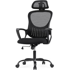 JHK Ergonomic Mesh Fixed Armrest Office Computer Desk Chair Adjustable Headrests Comfortable Lumbar Support For Home Office