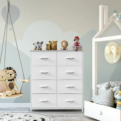 JHK Children's Wardrobe For Bedroom With 8 Fabric Drawers Storage Cabinet Steel Frame Assembly Closet For Clothes Home Furniture