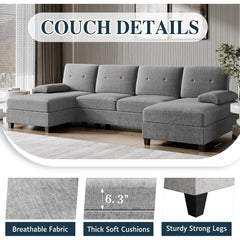 Sectional Couches for Living Room, U Shaped Couches for Living Room, Sectional Sofa with Chaise, Sofa