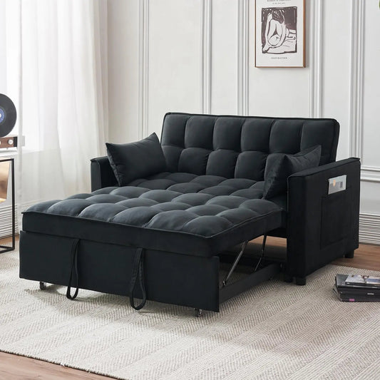 3-in-1 Convertible Sleeper Sofa Bed, Modern Pullout Couch Bed with Pull Out Bed, Adjustable Backrest, Futon Sofa for Living