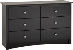 Children's 6 Drawer Dresser, Black & Sonoma Nightstand, Tall 3-Drawer, Black