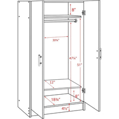 Armoir, Elite 32"W x 65"H x 24.5"D White Wardrobe Closet & Cabinet - Functional Clothes Storage with Hanging Rail, Armoir