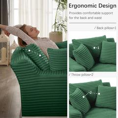 Oversized Chaise Lounge Chair Indoor, Upholstered Modern Sofa Couch with Throw Pillows and Armrests,Comfy Sleeper Chair