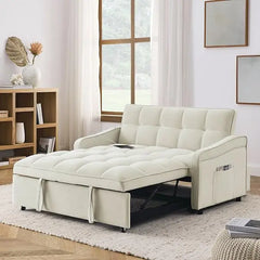 Modern Convertible Sleeper Sofa Bed, Seat Lounge Sofa w/Reclining Backrest,Toss Pillows,Sofa Couch Pullout Bed for Living Room