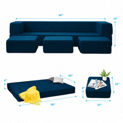 HORGAEO Folding Bed Couch, Sleeper Foam Sofa Bed, Cushioned Foam Mattress Comfortable Sofa