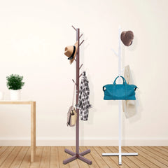 Coat Rack Freestanding Stand Tree with 8 Hooks Easy to Assemble Standing Coat Jackets Hanger for Bedroom Office Hallway Entryway