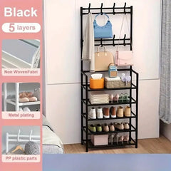 5 tier simple coat rack, multi-functional coat rack, strong and stable material, household dust storage shoe racks