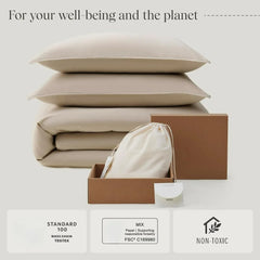 Cotton Tencel Duvet Cover Set - Luxe Duvet Cover Queen Soft, Bedding Set Eucalyptus Lyocell, Perfect for House Warming Gift