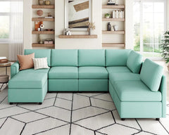 Modular Combination Sofa, Oversized Combination Sofa with Storage Space, Footstool,modular Combination Sofa Bed with Memory Foam