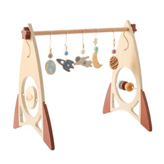 Baby Wooden Gym Frame Rocket Model Newborn Activity Gym Frame Hanging Pendant Rattle Toys For Baby Education Montessori Toys