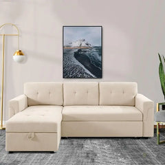 Sleeper Sectional Sofa with Convertible Sofa Bed &Inviting Chaise.Find Tranquil Comfort Stress-Relieving Design &Du