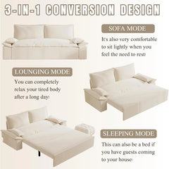 Sofa Bed, 70.1-Inch, 3-in-1 Convertible Queen Sleeper Sofas, Comfortable Pull-Out Futon, Modern Velvet, Sofa Sleeper