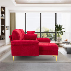 U-Shaped Sectional Sofa Couch, 4 Seat Sofa Set for Living Room, Convertible L-Shaped Velvet Couch Set with Chaise Lounge