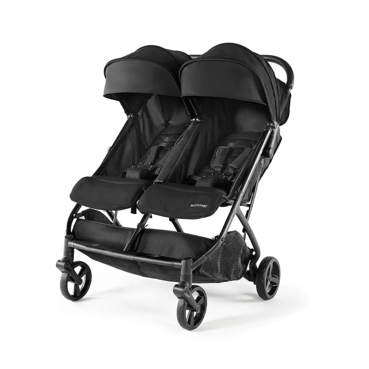 3Dpac CS+ Double Stroller, Black – Car Seat Compatible Lightweight Baby Stroller with Convenient One-Hand Fold, Reclining Seats