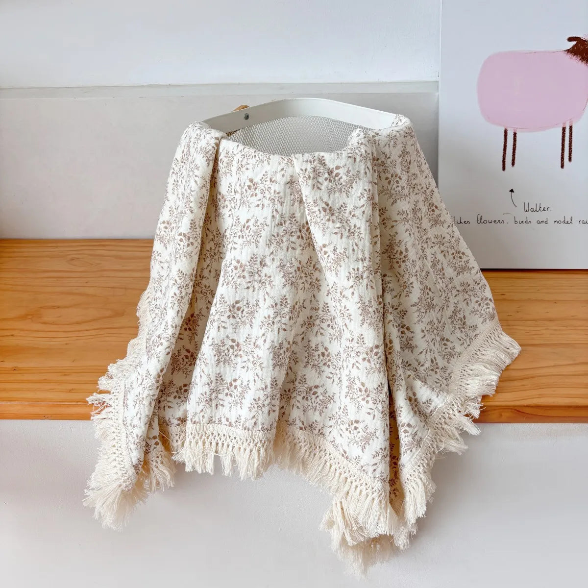 Newborn Baby Tassel Receiving Blanket  Muslin Cotton Baby Blankets Infant Fringe Swaddle Blanket Babies Sleeping Quilt Bed Cover