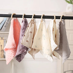 Muslin Square Towel Baby Blankets Newborn Soothe Appease Towel Cotton Baby Comforter Burp Cloth Teether Baby Stuff Snap Button