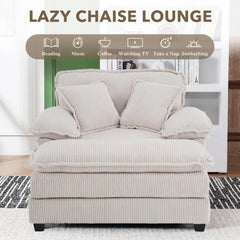 56.3'' Oversized Chaise Lounge Indoor,Corduroy Single Sofa Chair with Ottoman, Plush Upholstered Deep Seat, Lazy Sleeper Sofa