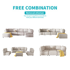 HORGAEO 120 Inch 6-seat Modular Sectional Sofa with Reversible Ottoman, Oversized Convertible U Shaped Sofa