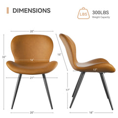 2Pcs Dining Chairs Modern Bedroom Chair Luxury Leather Chairs Kitchen Living Room Minimalist Bar Stools Nordic Style Restaurant