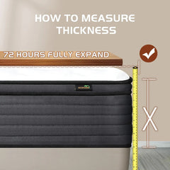 King Mattress, 12 Inch Individual Pocket Springs with Gel Memory Foam Hybrid King Size Mattress with Pressure Relief