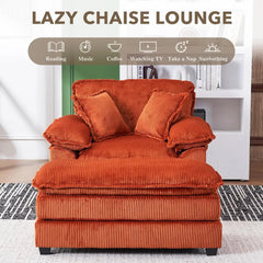 56.3'' Oversized Chaise Lounge Indoor,Corduroy Single Sofa Chair with Ottoman, Plush Upholstered Deep Seat, Lazy Sleeper Sofa