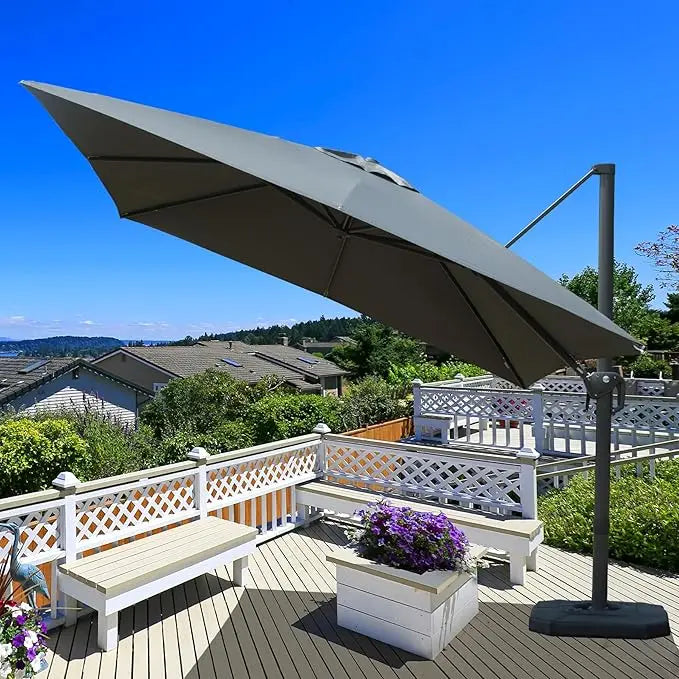 Domi 10’x10’ Cantilever Patio Umbrella, Aluminum Windproof Outdoor Umbrella with 360°Rotation, Square Offset Sun Shade Umbrella