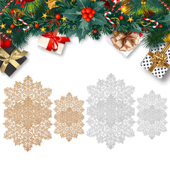 Coaster Set of 4 Christmas Snowflake Placemats Festival Decor Non-Slip Cup Mat Kitchen Cushion Kitchen Food Bowl Mat Table Decor