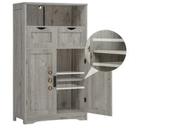 Bathroom cabinet, large storage rack, bathroom cabinet with 2 drawers and 2 shelves, bathroom floor standing cabinet