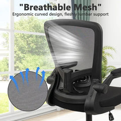 Desk Chairs with Wheels, Ergonomic Mesh Office Chair Adjustable Height and Swivel Lumbar Support  Chair with Flip Up Armrests