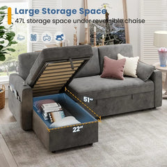 Sofa Bed Couch with Storage Chaise Sleeper Sofa Couch with Pullout Bed Convertible Sofa Bed Pull Out Couch