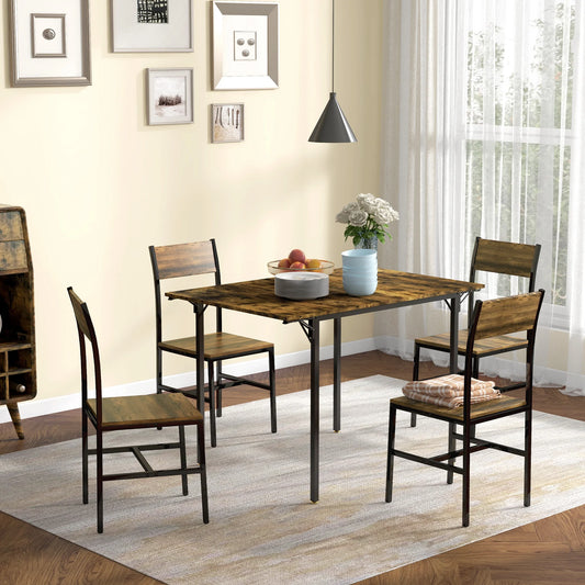 Homcom Industrial Folding Dining Table, Drop Leaf Table, Rustic Brown