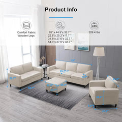 3Piece Sofa Set L Shaped Sofa Sets Living Room,Convertible Lounge Sofa Couch Set Apartment,3Piece 3-Seater+Armchair Set Movable