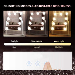 FENCHILIN Hollywood Mirror with Light Lighted Makeup Mirror Vanity Makeup Mirror Smart Touch Control 3Colors Dimable Light