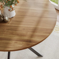 47.2 Inch Round Dining Table for 4, Wood Kitchen Table, Round Dinner Table for Home Kitchen Dinning Room, Walnut(Only Table)