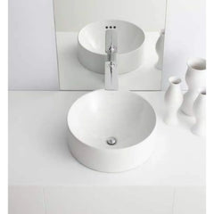 Vox Vessel Round Above-Counter Bathroom Sink, Biscuit