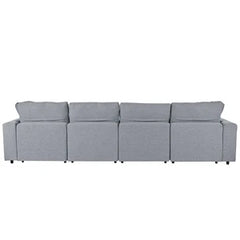 134.4 X 59.1'' U Shape Modular Sectional Sofa, Oversized Polyester Fabirc L Shaped Couch, Modern 6 Seat Corner Sofa Couch