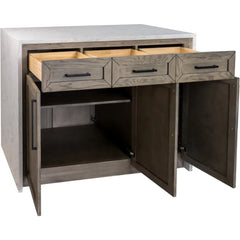 48-inch Kitchen Island (Engineered Marble): Includes Gray Oak Kitchen Island Cabinet with Engineered Marble Waterfall Countertop