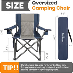 Heavy Duty Camping Chairs Support 800lbs Oversized Adults Foldable Camping Chair with Full Padded for Outdoor, Beach,Lawn Sports