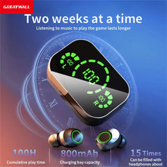 GREATWALL 2024 New Bluetooth Earphone Wireless Earphone Three Screen Smart Digital Display Music Game Headphone