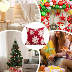 1Pack Christmas Decorations Pillow Covers Sofa Square Throw Pillow Cases Stamping Snowflake Waist Cushion Cover Home Bed Decor