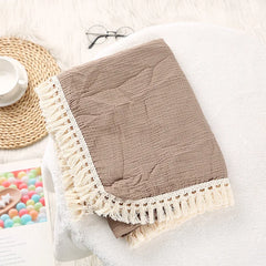 Cute Bear Muslin Squares Cotton Baby Blanket for Newborn Plaid Infant Swaddle Blanket Babies Accessories Bed Summer Comforter