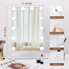 FENCHILIN Lighted Makeup Mirror Hollywood Mirror Vanity Makeup Mirror with Light Smart Touch Control 3 Colors Dimmable Light