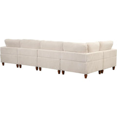 L/U 6 Seaters Free Combined Corner Sofa&Couch Convertible Spacious Sleeper Sofabed for Living Room with Movable Ottoman