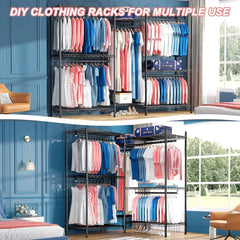 Clothes Rack Clothing Rack 900 LBS Clothing Racks for Hanging Clothes Heavy Duty Clothes Rack Freestanding Wardrobe Closet